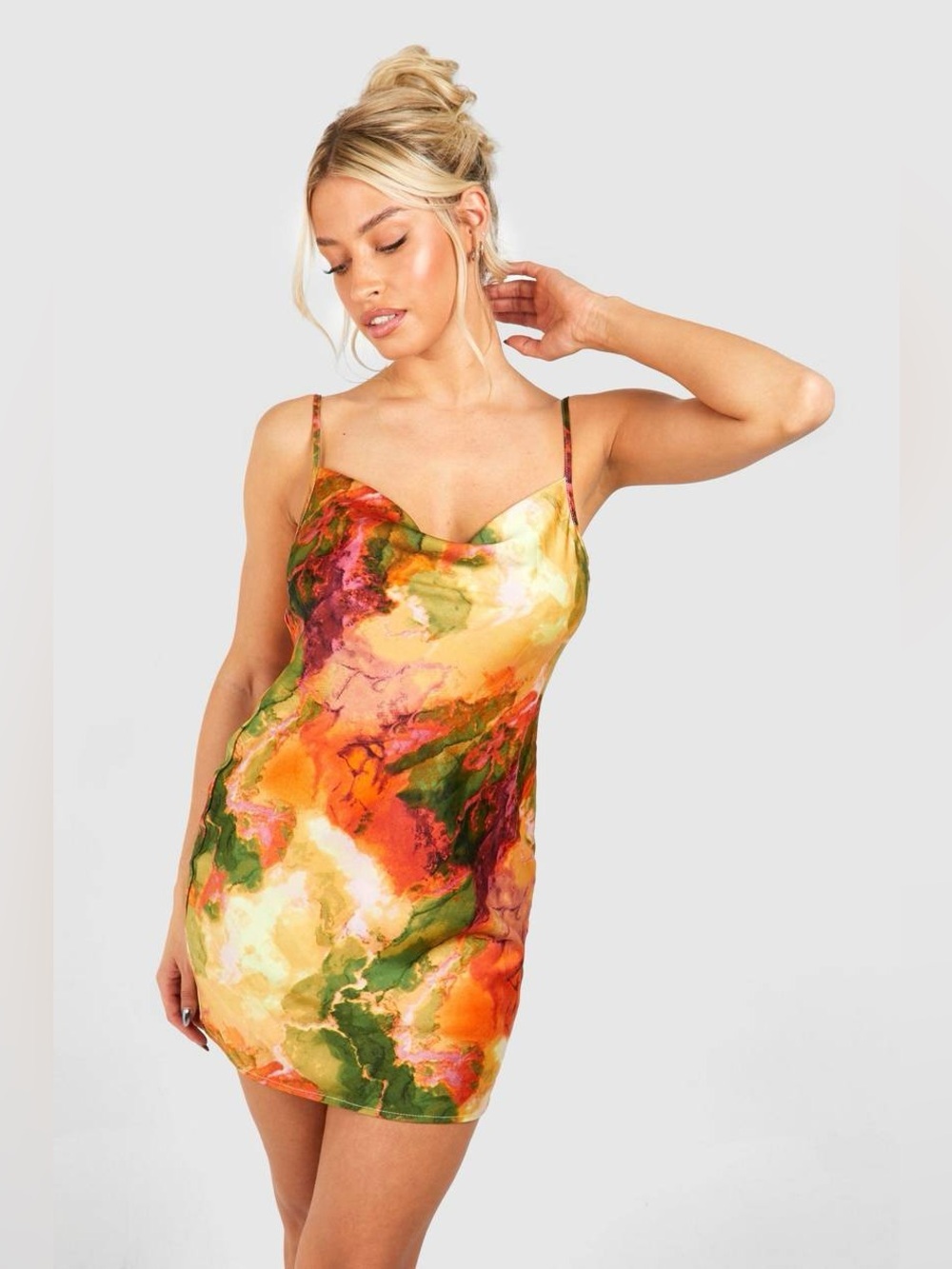 *Final Price* Nasty Gal | Marble Satin Mini Slip Dress Size 10 / Medium